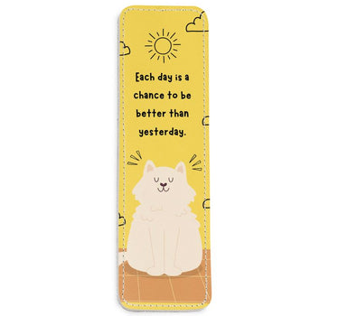 Happy Cat Leather Bookmark