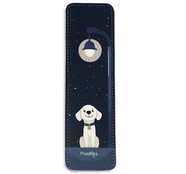 Night Stroll Dog Leather Bookmark