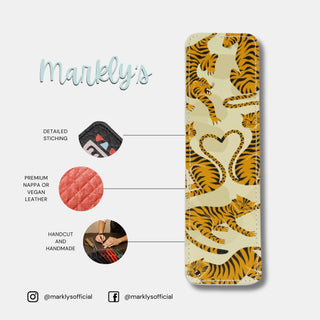 Playful Tigers Leather Bookmark