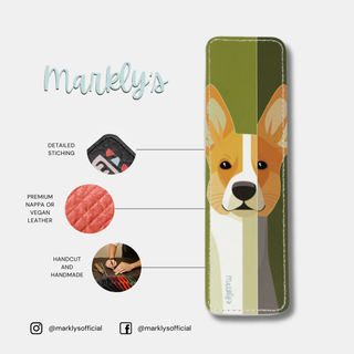 Abstract Corgi Leather Bookmark