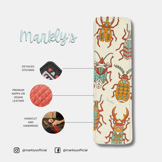 Vibrant Beetles  Leather Bookmark