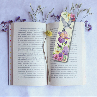 Spring Swallow & Bloom Leather Bookmark