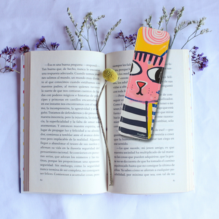 Abstract Cat Leather Bookmark