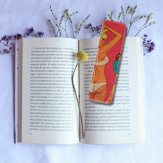 Girls having fun Leather Bookmark