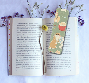 Dog in a Cup  Leather Bookmark