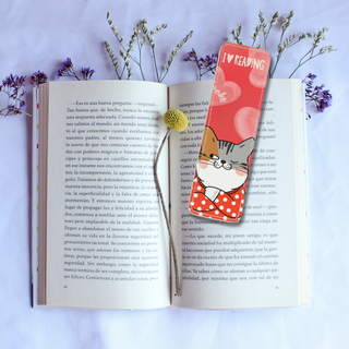 I Love Reading Cat Leather Bookmark