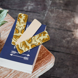 Playful Tigers Leather Bookmark